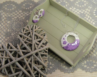 Ceramic and copper jewelry sets-Ceramic and copper necklace and earrings