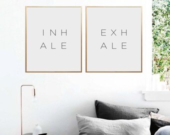 Inhale Exhale Print, Inhale Exhale, Bedroom Wall Art, Minimalist Print, Typography Print, Inhale Exhale Poster, Yoga Wall Art, PRINTABLE