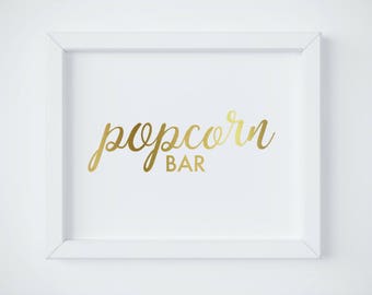 Popcorn Bar, Popcorn Bar Printable, Popcorn bar pdf, popcorn sign, wedding printable sign, Gold Wedding Sign, INSTANT DOWNLOAD