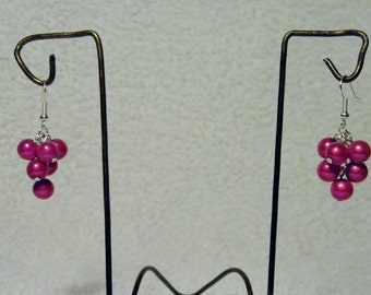 Cute Handmade Shocking Pink Illusion Bead Bobble Earrings