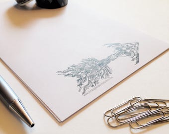 Unique Stationery Set, Letter Writing Set, Zentangle Arrow Stationery, Note Paper, Boho Letter Set, Personal Stationary, Arrow Design Paper