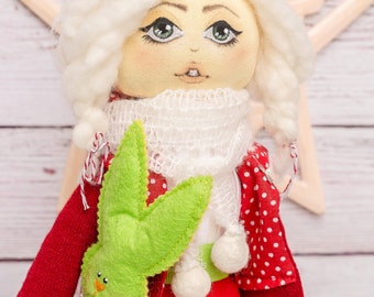 Christmas doll.Xmas decorations. Collectible elf doll. Interior doll. Art doll. Doll. Rag doll. Textile doll. Elf doll. Christmas decoration