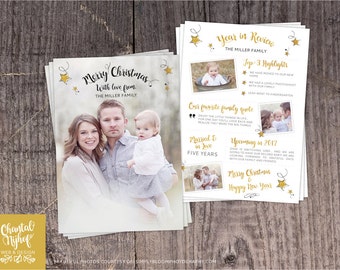 Year In Review Christmas Card Template - Photoshop template 5x7 card - CNCC1604