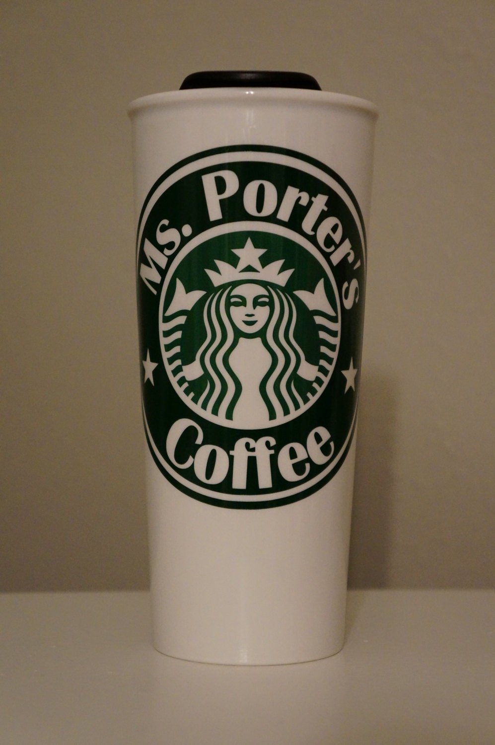 16 oz. White Starbucks Inspired Travel Ceramic Mug