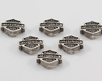 5 Pcs Harley Davidson Logo Beads, 15x11, Antique Silver Beads, Harley Davidson Beads, TTE23