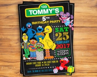 Sesame Street Invitation, Sesame Street Birthday Invitation, Sesame Street, Sesame Street Birthday Card, Sesame Street invites, Sesame