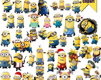 45 Minions ClipArt-Printable Minions PNG Images-Digital Minions Clip Art background files-Minion Scrapbooking-Instant Digital Download