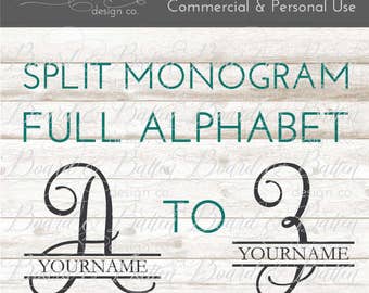 Split Monogram SVG - Split Letter SVG - Calligraphy Monogram SVG - Split Initial svg - Split Font svg - Script svg - Commercial Use svg