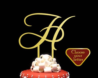Letter H cake topper, Gold Monogram Cake Topper, Initial Wedding Cake Topper, Gold Cake Topper Letter, Gold Cake Topper h, CT#039