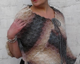 Women's poncho Melange poncho Mohair poncho