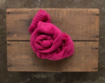 Newborn Photography Prop, Baby Cheesecloth Wrap, Big Cheese cloth, Baby Wrap, Baby Girl, Pink Cocoon Wrap, Newborn Prop, Fuchsia Pink
