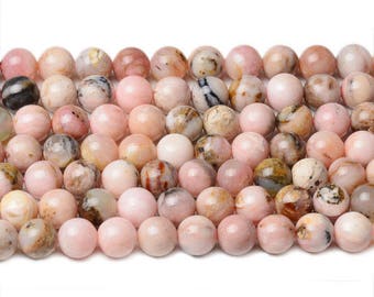 8mm pink opal beads natural pink opal 8mm round pink opal round beads pink peruvian opal smooth opal beads peruvian beads for earrings stone