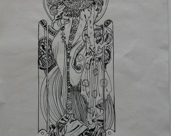 Items similar to Glass by Olimpia Alphonse Mucha Stained Glass Panel