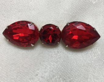 1980s' Ruby red faux stone brooch