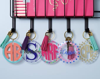 Monogram Keychain, Personalized Keychain, Custom keychain Tassel Key Chain, Key Chain