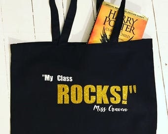 My Teacher Rocks Personalised Teacher Tote Bag