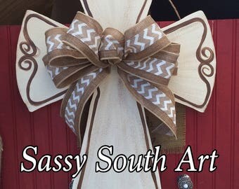 Cross Door Hanger, Spring Door Hanger, Wooden Front Door Wreath, Front Door Decor, Wreath, Cross, Christian Door Hanger, Summer Door Hanger