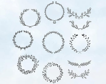 Floral Wreath SVG- Laurel Wreath files Silhouette- Cricut Explore- Instant Download- Vinyl Cut- Wreath PNG- EPS Cut file- Decal- Iron on