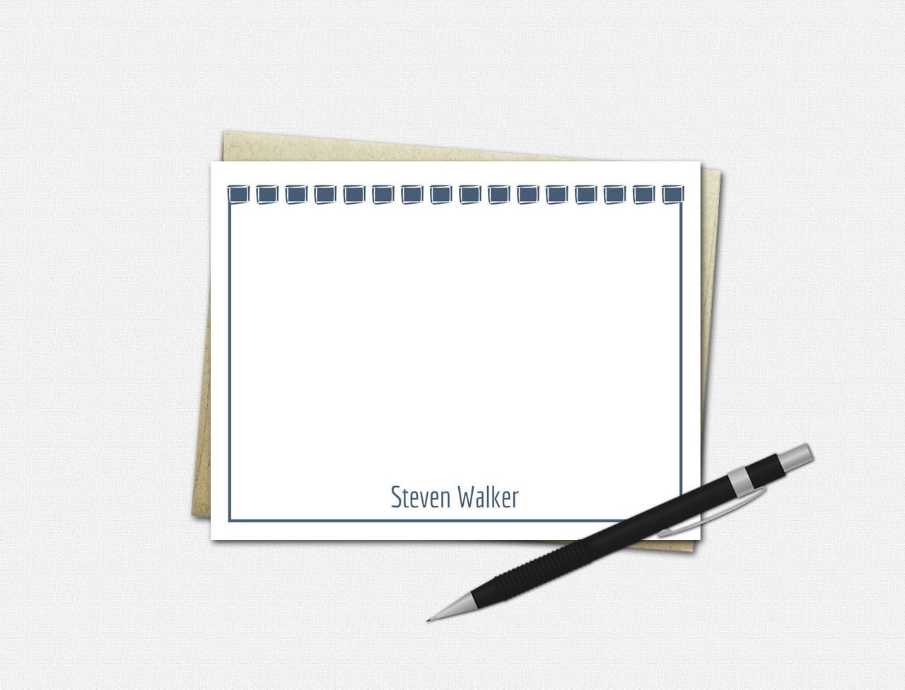 Personalized Boxed In Note Cards Set of 10 Flat Note Cards