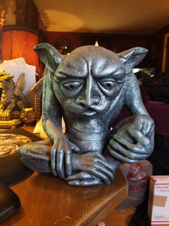 Vintage Large Demon Gargoyle Monster Statue Solid and Heavy