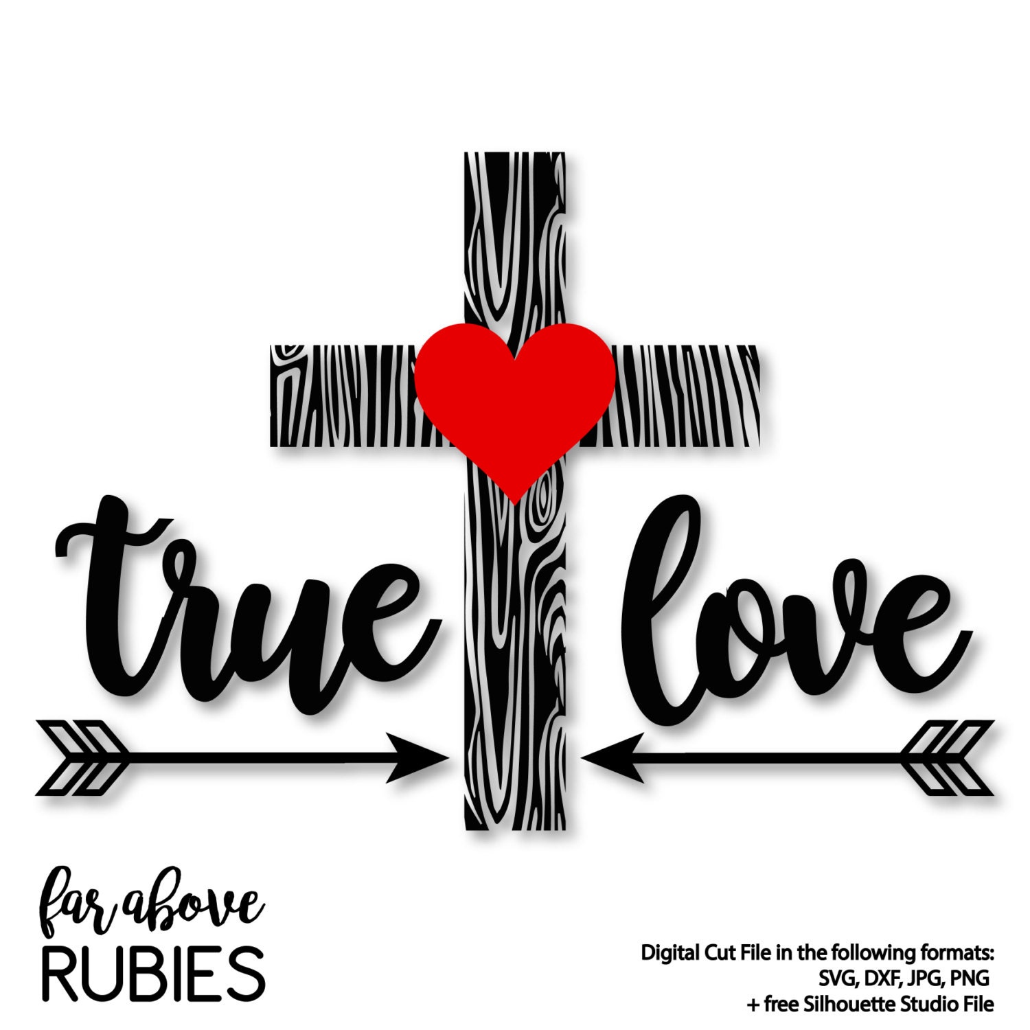 Download Happy Valentine's Day True Love with Wood Pattern Cross