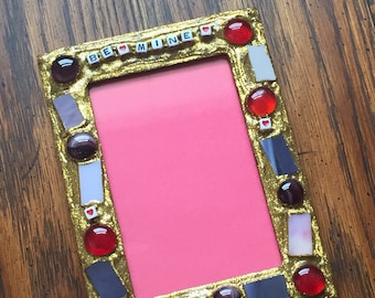 Be Mine Mosaic Picture Frame (holds a 4 x 6 photograph)