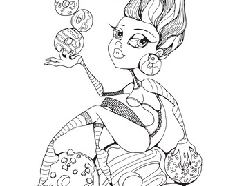 Donut coloring page | Etsy