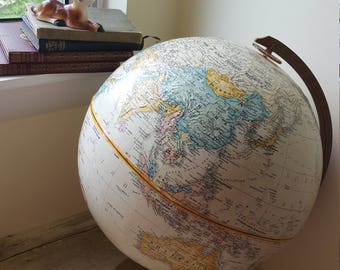 Vintage Globemaster Globe, 1980s World Globe, Land and Sea, Home or Office Decor