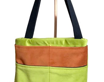 orange and green purse