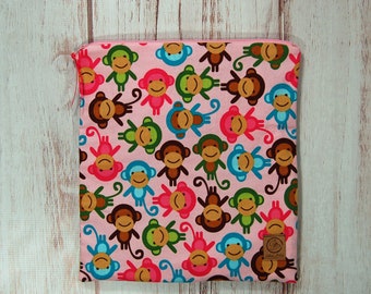 Gallon Size Reusable Bag - Pink Monkeys