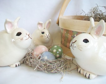 Bunny Bank - Easter Gift - Newborn Baby / Child Gift -- Handmade, Wheel thrown - OOAK -- Ready to Ship - Actual Bunny Banks