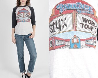 Styx T Shirt Styx Band Styx Tee Band Tee Band T Shirt Rock T Shirt Vintage 80s 1981 World Concert Tour Hard Jersey Raglan T Shirt