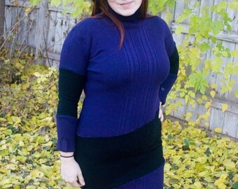 Purple and Black Sweater Dress - Medium