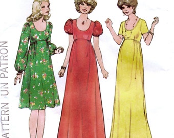 Simplicity 7245 Vintage 70s Sewing Pattern for Misses' Dress - Uncut - Size 10 - Bust 32.5