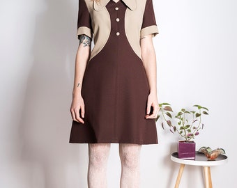 Brown dress 70s beagle mod retro scooter dress 60s custom made