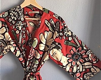 NEW. Frida Kahlo Kimono Robe. Dressing Gown. Kimono. Frida Kahlo. Small thru Plus Size Knee and Mid Calf Length.