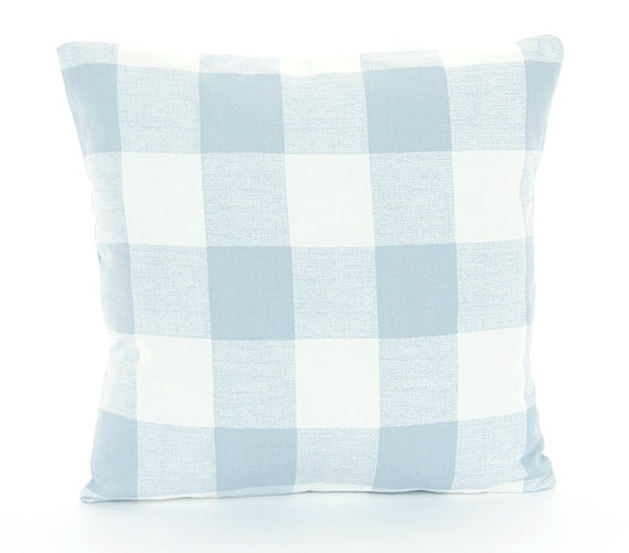 Blue White Buffalo Check Pillow Throw Pillow COVER Soft Slate