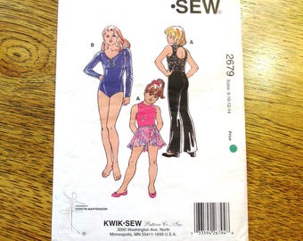 Girl's DIY Leotards, Pants & Circle Skirt for Skating, Dance, Gymnastics - All Sizes (8 - 10 - 12 - 14) - UNCUT Sewing Pattern Kwik Sew 2679