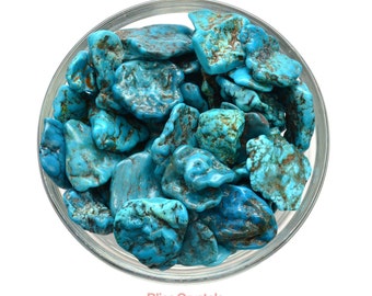 1 Genuine TURQUOISE Flat Nugget "Wavey" Tumbled Stone Healing Crystal and Stone for Jewelry & Craft Select Sizes BOHO Look #TF01