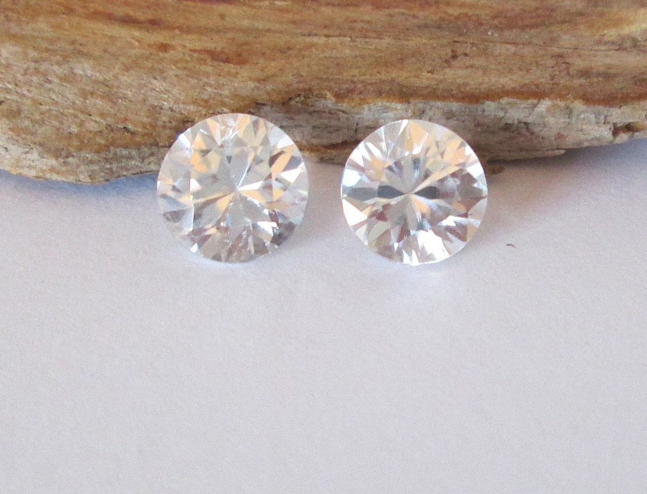 Natural White Zircon 6.5mm Round Matched Pair 3.25cts