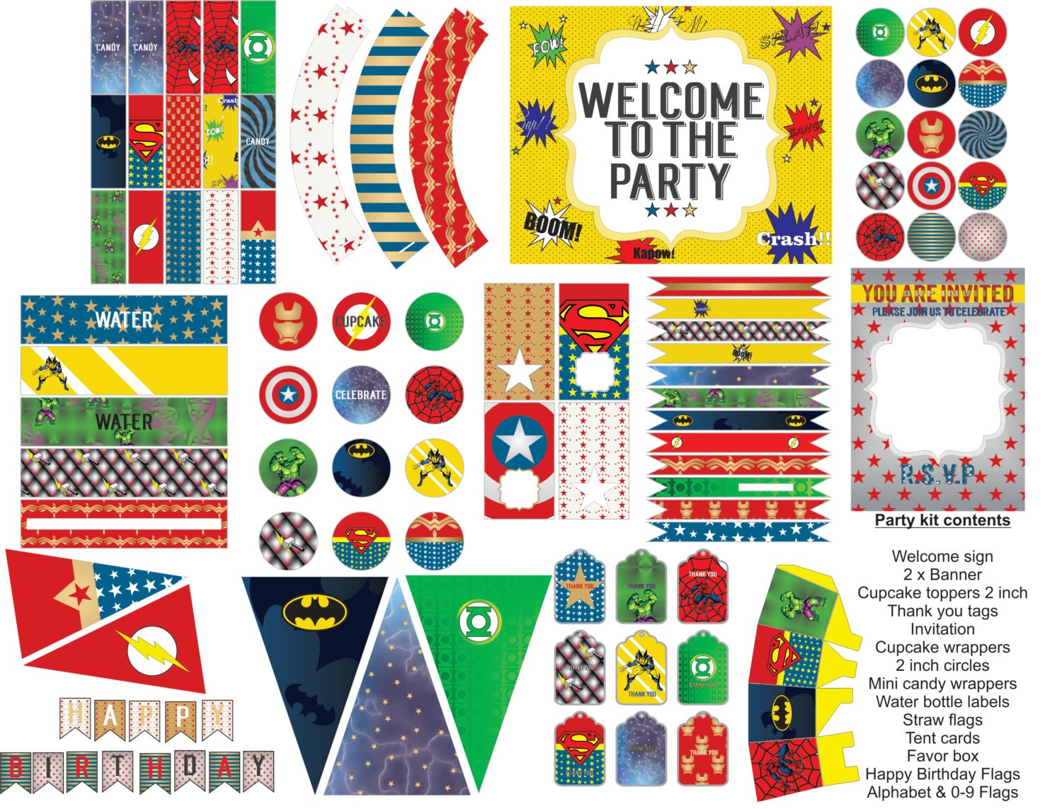 Superhero party printables superhero party decorations