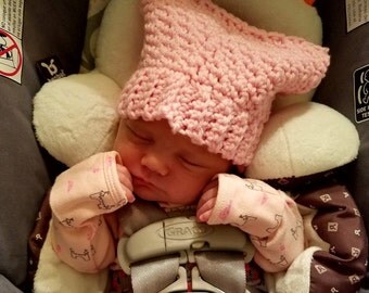 Womens march pink pussy hat. Made to order. Newborn size through adult size. Pink pussy cat hat with ears.