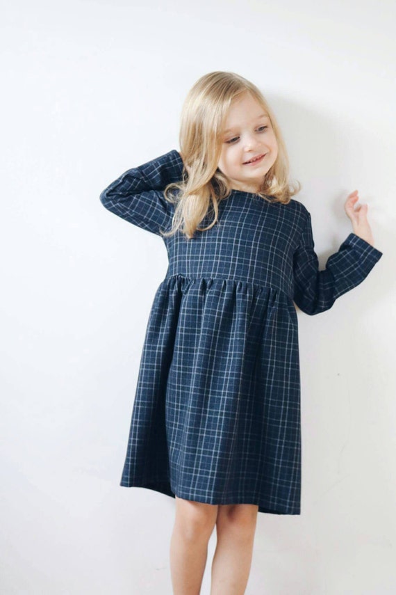 Items similar to Navy Blue Plaid Dress - Girls Dress - Toddler's Dress