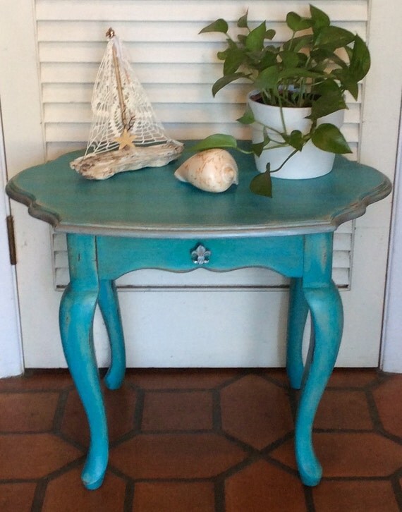 Turquoise Blue Side/End Table