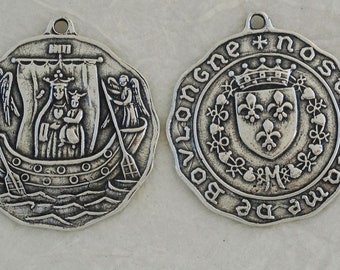 Our Lady of Bolougne Medal - Bronze or Sterling Silver - Blessed Mother - Virgin Mary Medal - French Medal - Reproduction (M-1351)
