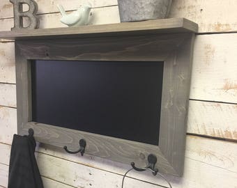 Chalkboard Shelf-Kitchen Chalkboard-chalkboard coat rack-Rustic Chalkboard Shelf-Shelf-Chalkboard-Message Board Shelf-Entryway Chalkboard