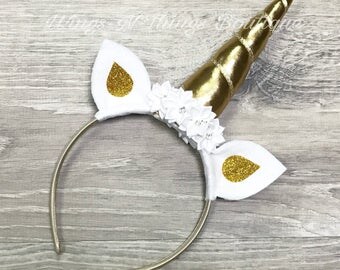 GOLD UNICORN BRIDE, Unicorn Headband, Bridal Shower, Unicorn Crown, Party Favor, Accessory, Unicorn Headpiece, Unicorn Costume