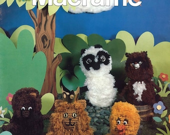 Macrame Wild Kingdom • 1970s Macrame Animal Patterns • Kitty Dog Lion Mouse Duck • 70s Vintage Macramé Retro PDF