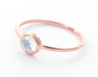 Rose Cut Moonstone Gold Ring 14k Yellow Rose White Gold Rainbow Moonstone Gold Ring Made in Your Size Rainbow Moonstone Engagement Ring