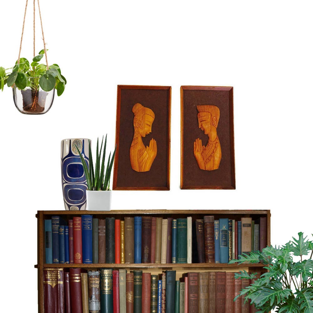 Mid Century Modern Wall Art Teak Wall Hanging Wood Carved